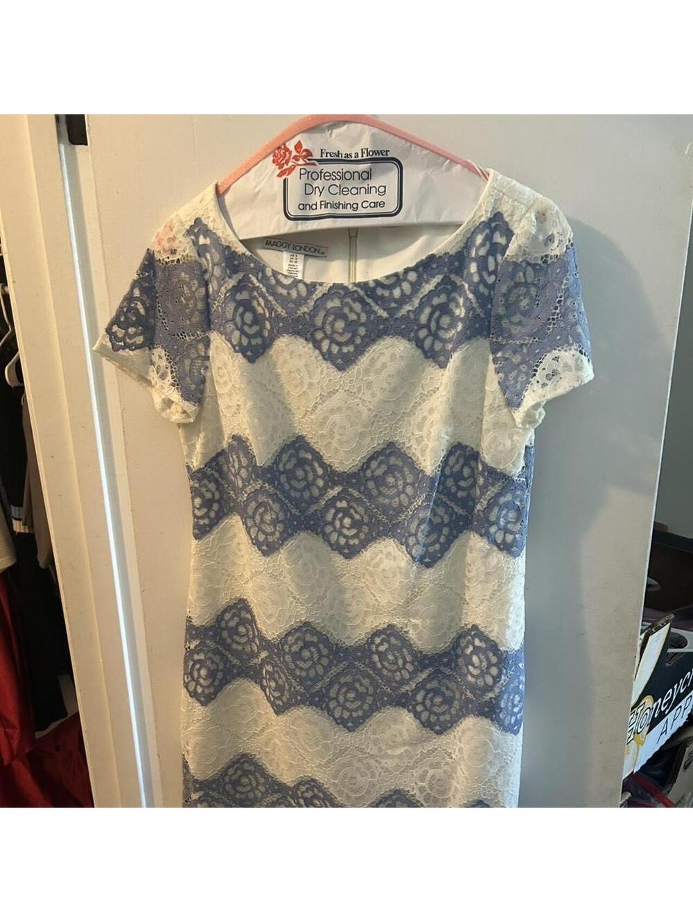 Maggy London blue and white lace dress #fairycore #cottagecore